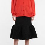 Dries Van Noten NWT  Black Saturn Smocked Cotton Poplin Midi Skirt | L Photo 3