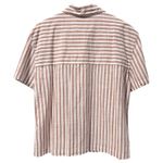 Lola River Striped Button Short Sleeve Shirt White Tan Coastal Rich Women Size S Brown Photo 1