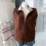 Ralph Lauren Lauren  Brown Shearling Lined Faux Suede Barn Vest Women’s Size XL Photo 1