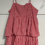 Davi & Dani  RED AND WHITE BUTTERCUP GINGHAM TIERED BUBBLE MINI DRESS 3XL Photo 0