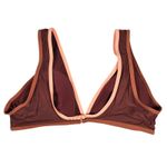 Aerie Scoop Bikini Top Brown Peach Trim V Neck Plunge Size XL Photo 1