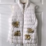 Lilly Pulitzer  White & Gold Fringe Palm Tree Printed Vest Medium Photo 0