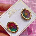 Noir flow colorful studs gold tone earrings Green Photo 0