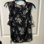 Candie's Floral flutter sleeve top shirt blouse sparkly sheer crisscross v-neck XS Photo 0