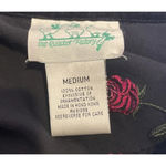 Quacker Factory  Medium Rhinestone Rose Embroidered Black Velvet Shacket Top‎ VTG Photo 8