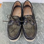 Sperry  Top-Sider Rockstar Black Leather Boat Shoe Brass Studded Lace Up Size 9 Photo 1