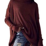 Free People Small Juicy Long Sleeve Date Night Wine Waffle Knit Turtleneck Photo 0
