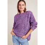 Raga  Anthropologie Rita Women's Metallic Purple Knit Crew Neck  Chunky Sweater Photo 11
