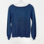 Boden Baltic Mabel Metallic Blue Sweater Size 4 Billowy Bishop Sleeves Photo 6