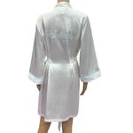 Linea Donatella Linea Intimo Donatella White with Blue Embroidered Bride Back Satin Robe Size L Photo 4