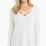 Cherish  white waffle knit top size medium Photo 0