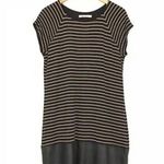 Anthropologie Bailey 44 Black & Tan Striped Dress w/ Faux Leather Bottom - Small Photo 2