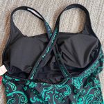 Merona Target Swimsuit One Piece Black Green Paisley L Large New Photo 2