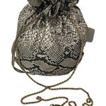 Zimmermann  Snakeskin Print Silk Bucket Pouch Bag Drawstring Gold Chain Strap Photo 0