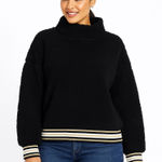 Nanette Lepore  Black Teddy Faux Shearling Cozy Pullover Sweater Size M Photo 0