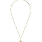 Jennifer Miller Yellow Gold Plated Pave Heart Medallion Necklace Paperclip Chain Photo 2