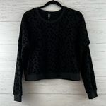 Alya Black Flocked Leopard Print Crew Neck Sweatshirt Size S Photo 0