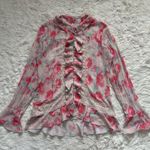 Free People  Top Bad At Love Blouse Long Sleeve Floral Pink Cream M NWT New Photo 4