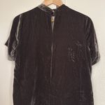 Madewell ‎ Gray Velvet Choker V Neck Blouse Top Size Small Velour Photo 5