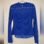 Guess NWT  Elegant Royal Blue Lace  Women's Top Long Sleeves Size :L Photo 0