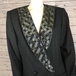 Vintage John Meyer of Norwich black wool blazer with beaded shawl collar large Size 16 Photo 4