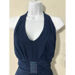 R & M Richards  Navy Blue Halter Top Rhinestone Embellished Size 10 Photo 3