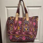 Aztec Print Boho Tote Bag with Snap Closure Pink Photo 0