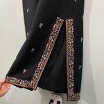 Kenar Vintage Black with Floral Embroidery Linen Blend Halter Maxi Dress Size 14 Photo 2