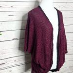 julie's closet Julie’s Closet Burgundy & Black Open Front Dolman Sleeve Cardigan Size Large Photo 2