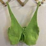 ZARA  Knit Lace Up Crop Tank Top Lime Green Medium Photo 2