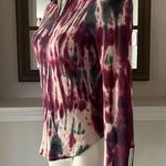 Chaser  Tie Dye Sweatshirt Quarter Zip Burgundy Cream Pink Top Size XS Photo 4