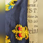St. John  100% Silk "Virtus Sola Nobilat" Scarf Long Neck Scarf Navy Blue Regal Photo 2