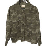 American Eagle Oversized Camouflage Cropped Jacket Raw Edge Size Large Photo 0