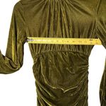 Pretty Little Thing  Dress Womens 0 Olive Green Velvet Ruched Long Sleeve Mini Photo 3