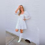 Lulus Always Charming White Floral Swiss Dot Babydoll Dress Photo 5