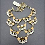 J.Crew NWT Gold Tone Statement Necklace Amber Honey Color & Clear Stones 19" Photo 4