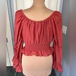 Hint of Blush  Crop Peasant Flare Ruffle Sleeve Boho Top Photo 3