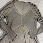 POL  Mineral Wash Rib Textured‎ Long Sleeve Top small Moss Boho Festival Photo 0