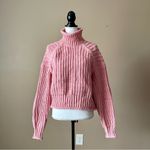 H&M | Pink High Neck Chunky Knit Cropped Sweater Sz S Photo 2