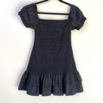 Maia Bergman Ada Smocked Black Puff Sleeve Drop Waist Mini Dress Size Small Photo 5