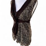Max Studio  Y2K 2000'S MESH LAYERED BROWN NEUTRAL GRAPHIC TANK BLOUSE X SMALL NWT Photo 3