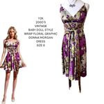 Donna Morgan Y2K VINTAGE 00'S BABY DOLL STYLE  FLORAL PATTERN WRAP SILKY DRESS‎ 8 Photo 1