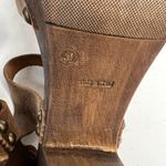 A. Giannetti 41 10.5 Italy Wooden Heels Sandal Shoes Brown Leather Open Toe Boho Photo 3