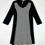 Comfy USA Jersey Knit Dress Size Large 3/4 Sleeve Black White Lagenlook Photo 0