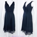 J.Crew  100%‎ silk asymmetric hem V neck navy blue midi dress, size 2 Photo 1