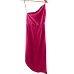 O.P.T. One Pretty Time One Shoulder Satin Midi Dress Barbie Pink Size Medium Photo 9