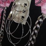 Chunky Silver Cuban Link Chain & Hoop Earrings Photo 1