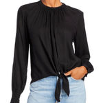 Bella Dahl  smocked Black Tie Front Blouse Photo 0