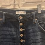 KanCan High Rise Dark Ripped Button Fly Flare‎ Jean Womens XL Blue Photo 4