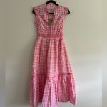 NWT Boden Wren Tiered Midi Dress Salmon Pink Gingham Size US 2 R UK 6 R Photo 1